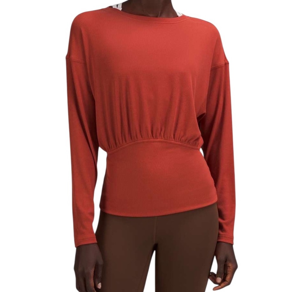 Lululemon Ribbed Modal-Silk Blend Long Sleeve Shirt Cayenne size 4